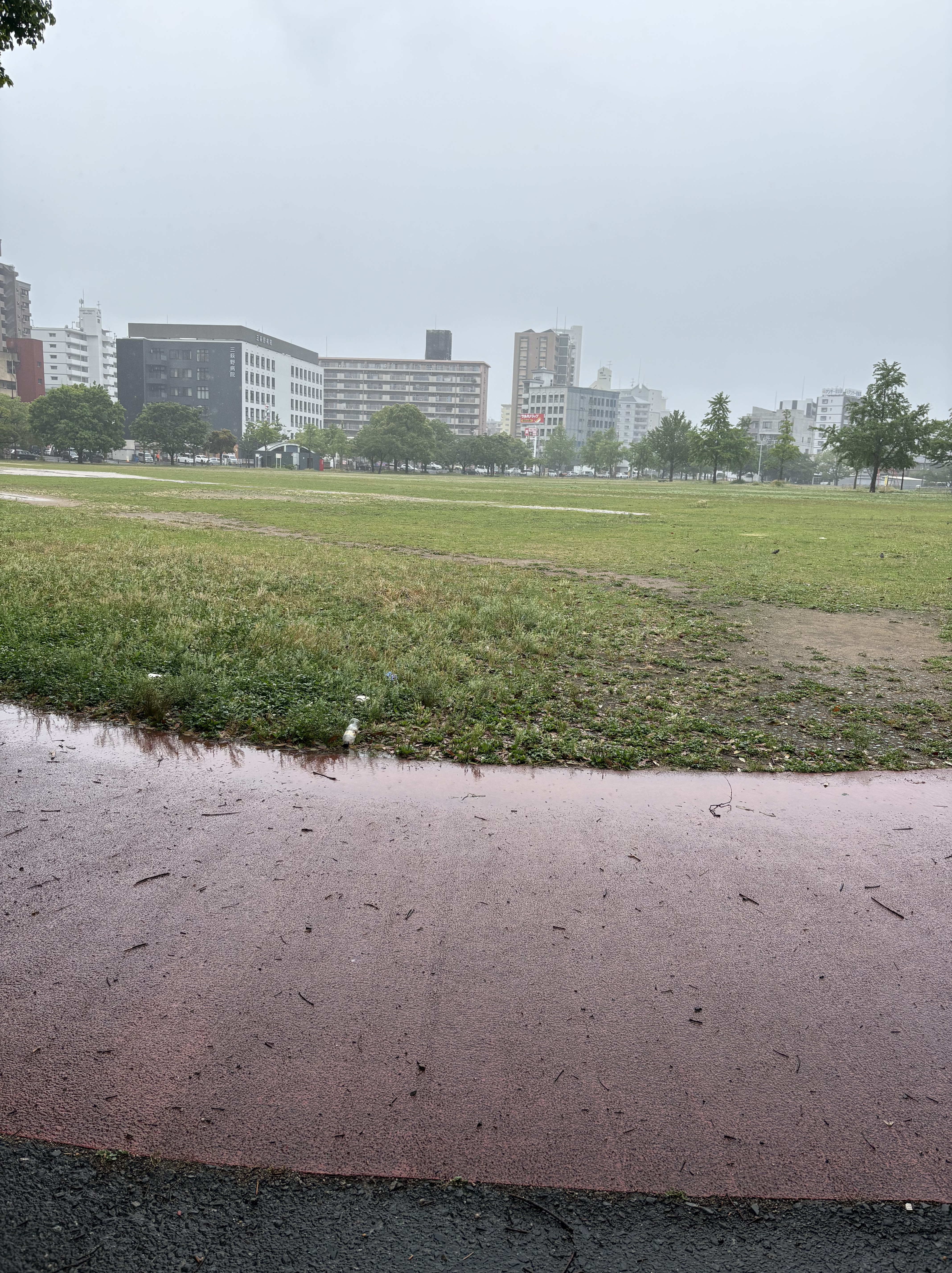 雨のトラックで400m×10本！サブエガに向けてショートインターバル